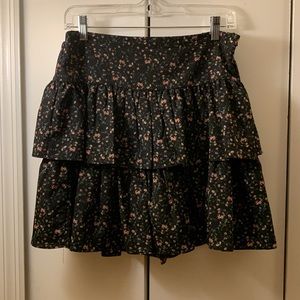 Chelsea & Violet Pretty Black Floral Layered Ruffled Mini Skirt Size Small